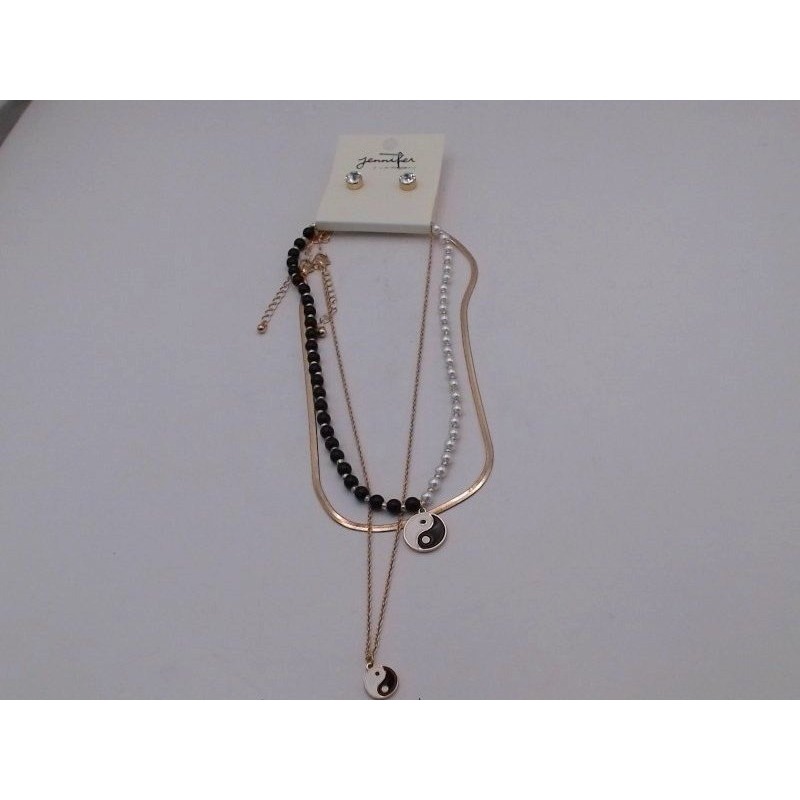 Jennifer  Company  3 Pc Necklace Set Ying Yang  Brand New With Tags